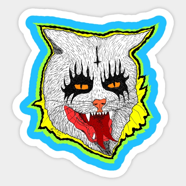 Black Metal Cat Sticker by Pop Wasteland